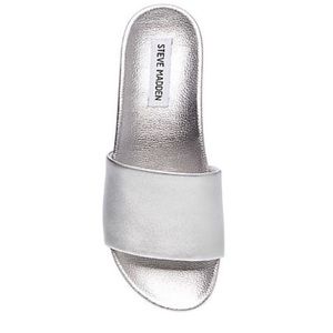 Never Worn Steve Madden Silver Slides!!!